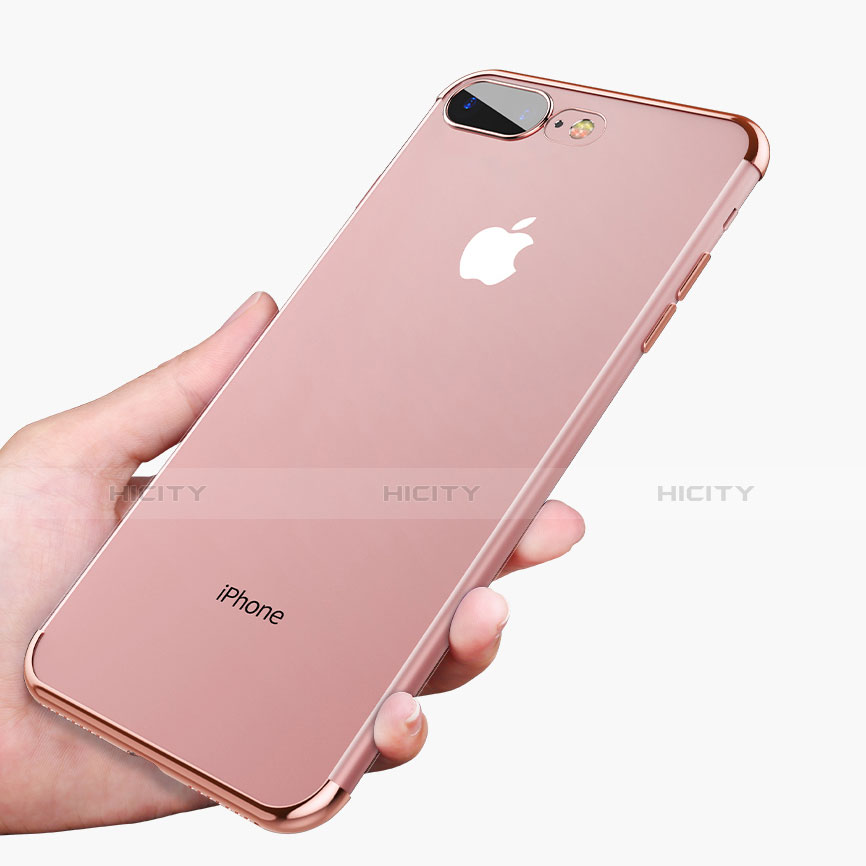 Apple iPhone 7 Plus用極薄ソフトケース シリコンケース 耐衝撃 全面保護 クリア透明 A07 アップル ローズゴールド