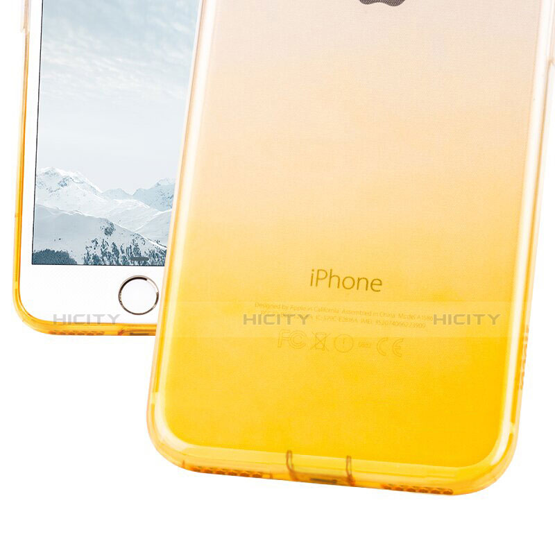 Apple iPhone 7 Plus用極薄ソフトケース グラデーション 勾配色 クリア透明 G01 アップル イエロー