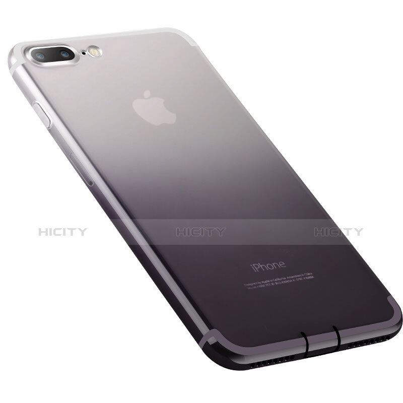 Apple iPhone 7 Plus用極薄ソフトケース グラデーション 勾配色 クリア透明 アンド指輪 アップル グレー