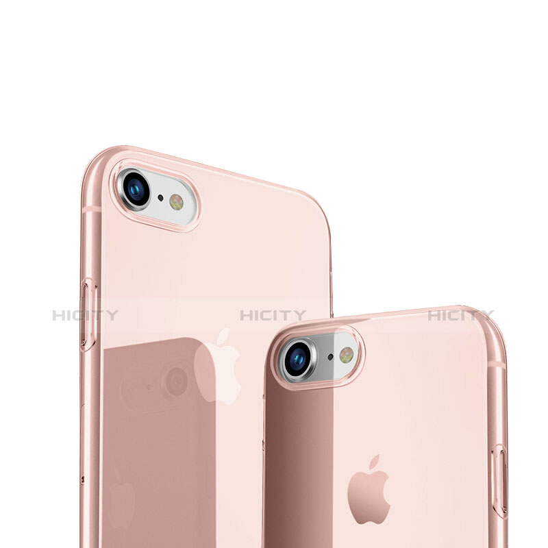 Apple iPhone 8用極薄ソフトケース シリコンケース 耐衝撃 全面保護 クリア透明 H09 アップル ピンク