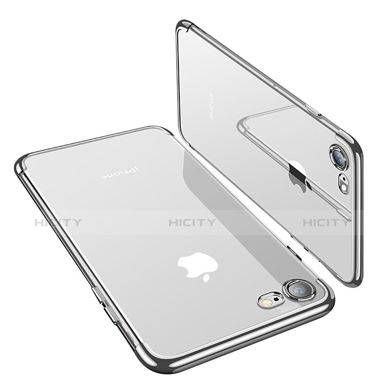 Apple iPhone 8用極薄ソフトケース シリコンケース 耐衝撃 全面保護 クリア透明 T19 アップル シルバー