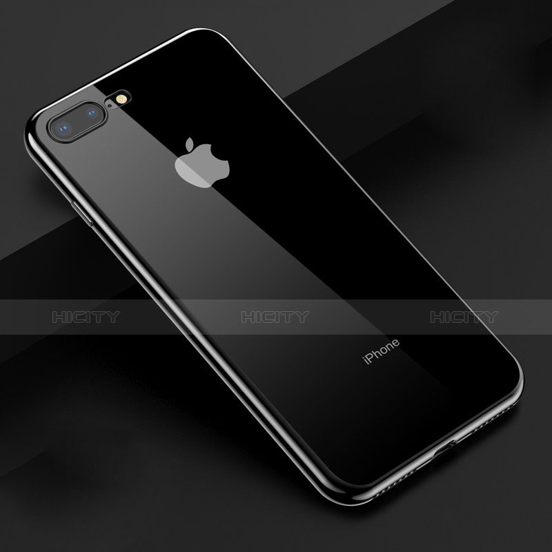 Apple iPhone 8 Plus用極薄ソフトケース シリコンケース 耐衝撃 全面保護 クリア透明 A17 アップル ブラック