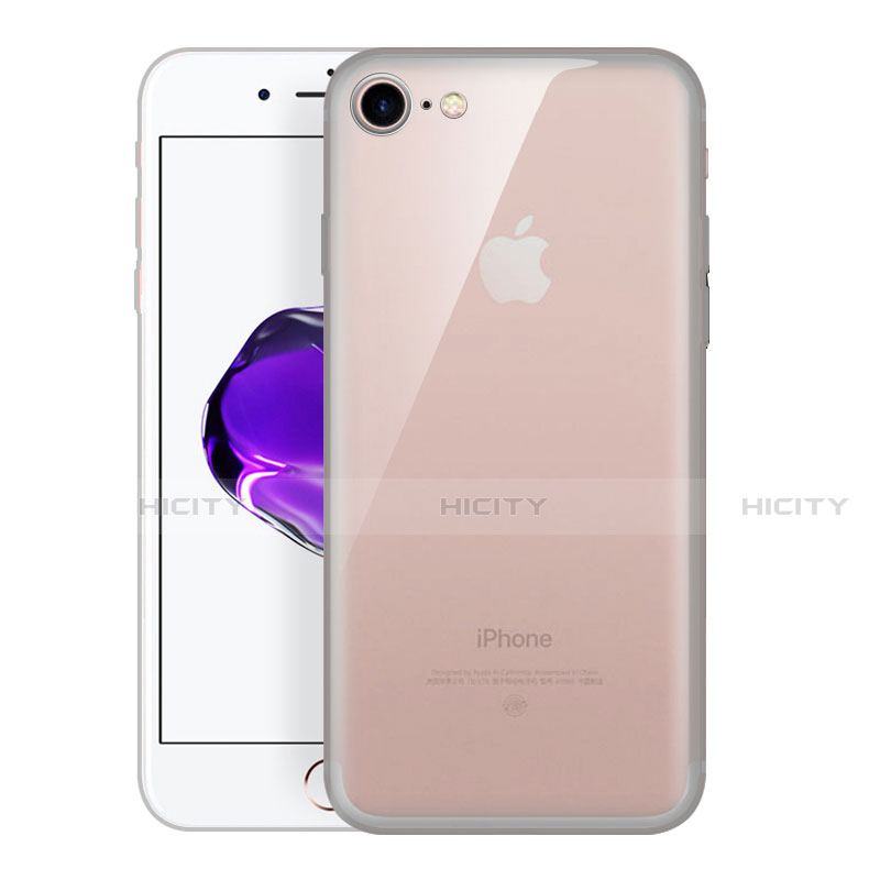 Apple iPhone SE (2020)用極薄ソフトケース シリコンケース 耐衝撃 全面保護 クリア透明 H01 アップル グレー