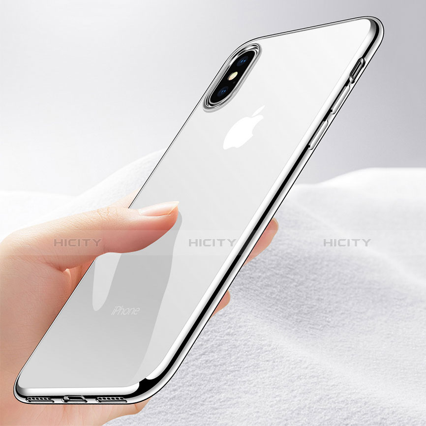 Apple iPhone X用極薄ソフトケース シリコンケース 耐衝撃 全面保護 クリア透明 T27 アップル クリア