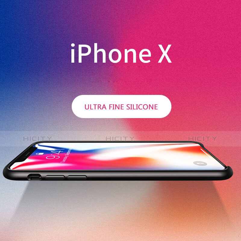 Apple iPhone X用360度 フルカバー極薄ソフトケース シリコンケース 耐衝撃 全面保護 アップル ブラック