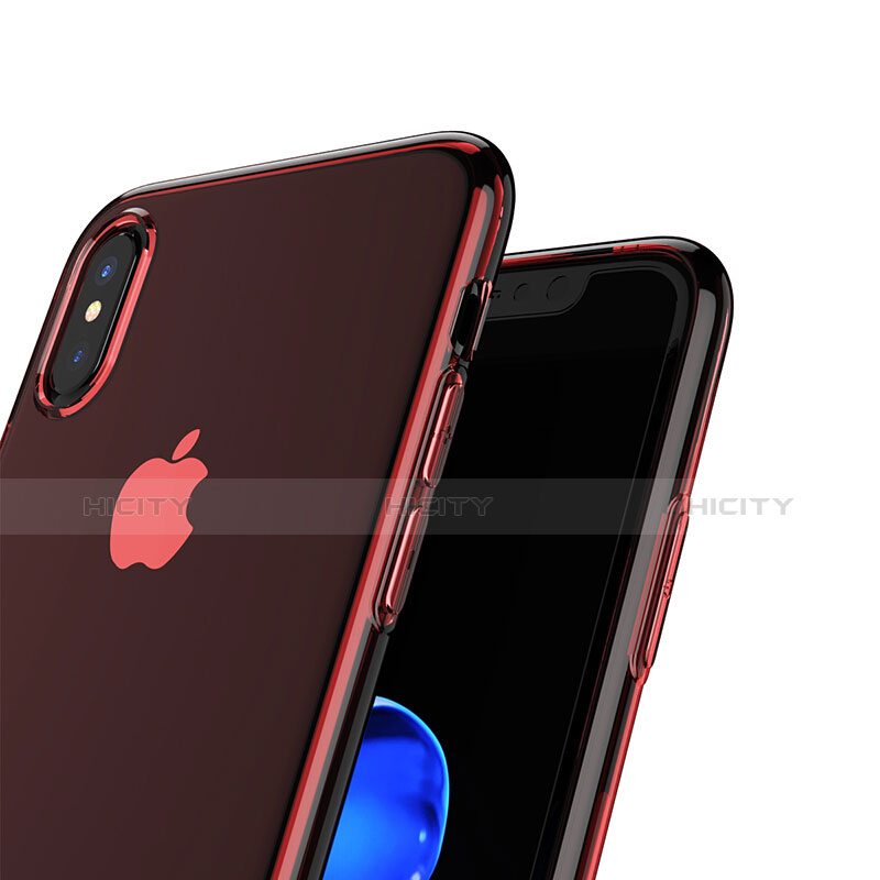 Apple iPhone X用極薄ソフトケース シリコンケース 耐衝撃 全面保護 クリア透明 T06 アップル レッド