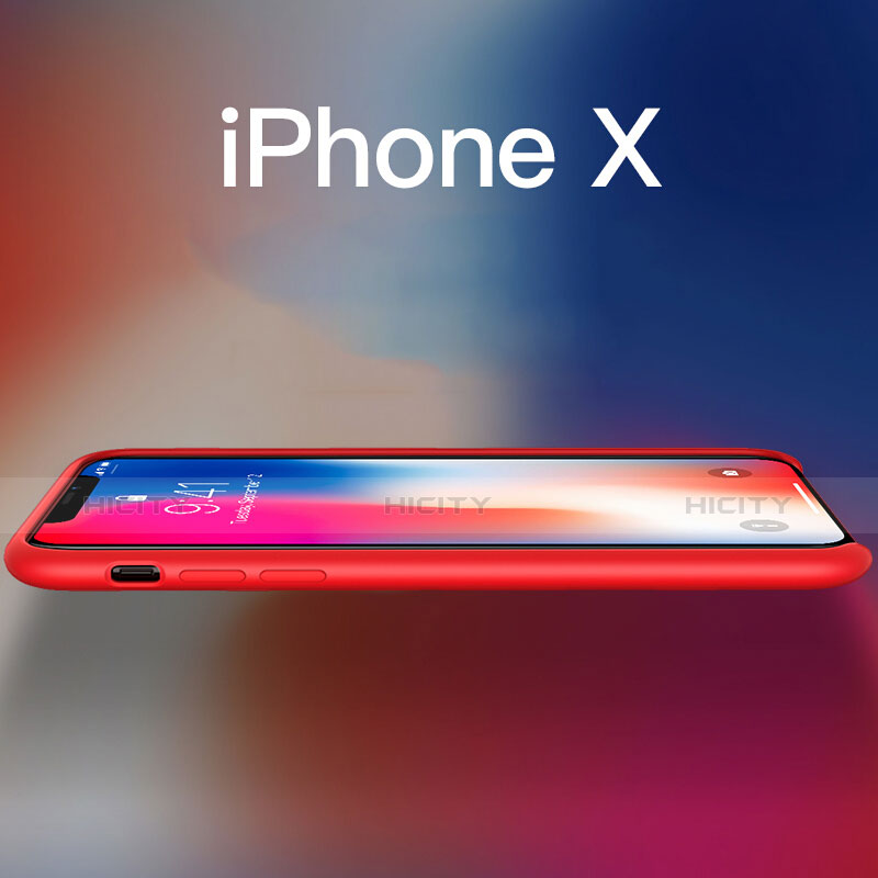 Apple iPhone X用360度 フルカバー極薄ソフトケース シリコンケース 耐衝撃 全面保護 M02 アップル レッド