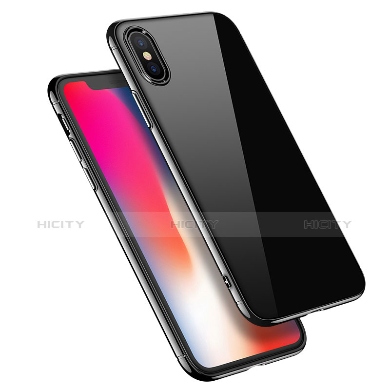 Apple iPhone X用シリコンケース ソフトタッチラバー 鏡面 J01 アップル ブラック