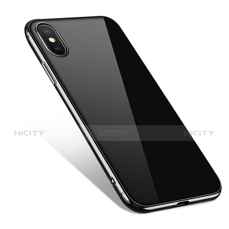 Apple iPhone X用シリコンケース ソフトタッチラバー 鏡面 J01 アップル ブラック