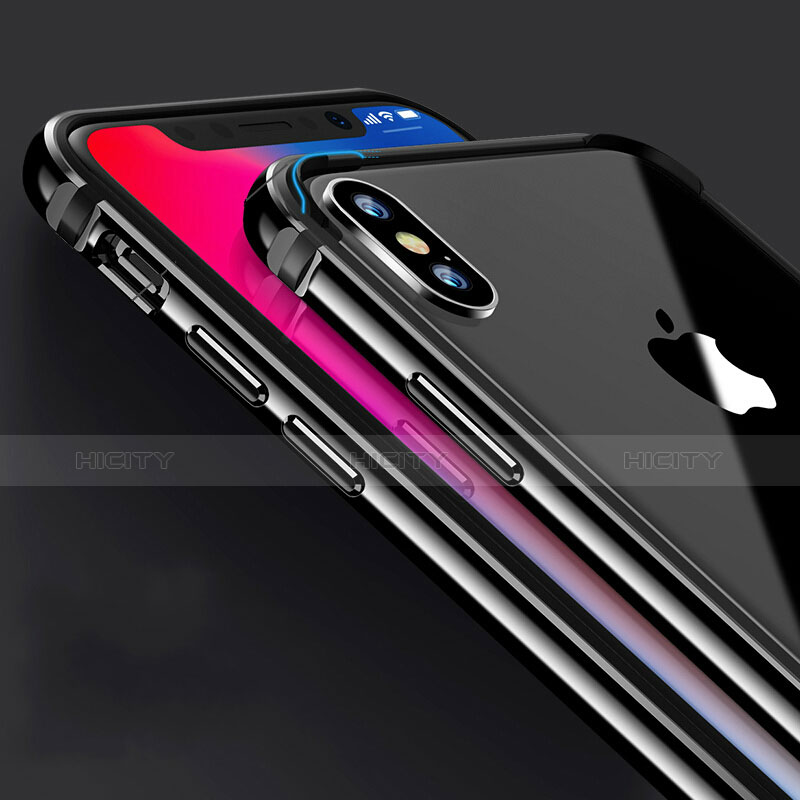 Apple iPhone X用ケース 高級感 手触り良い アルミメタル 製の金属製 バンパー アップル ブラック