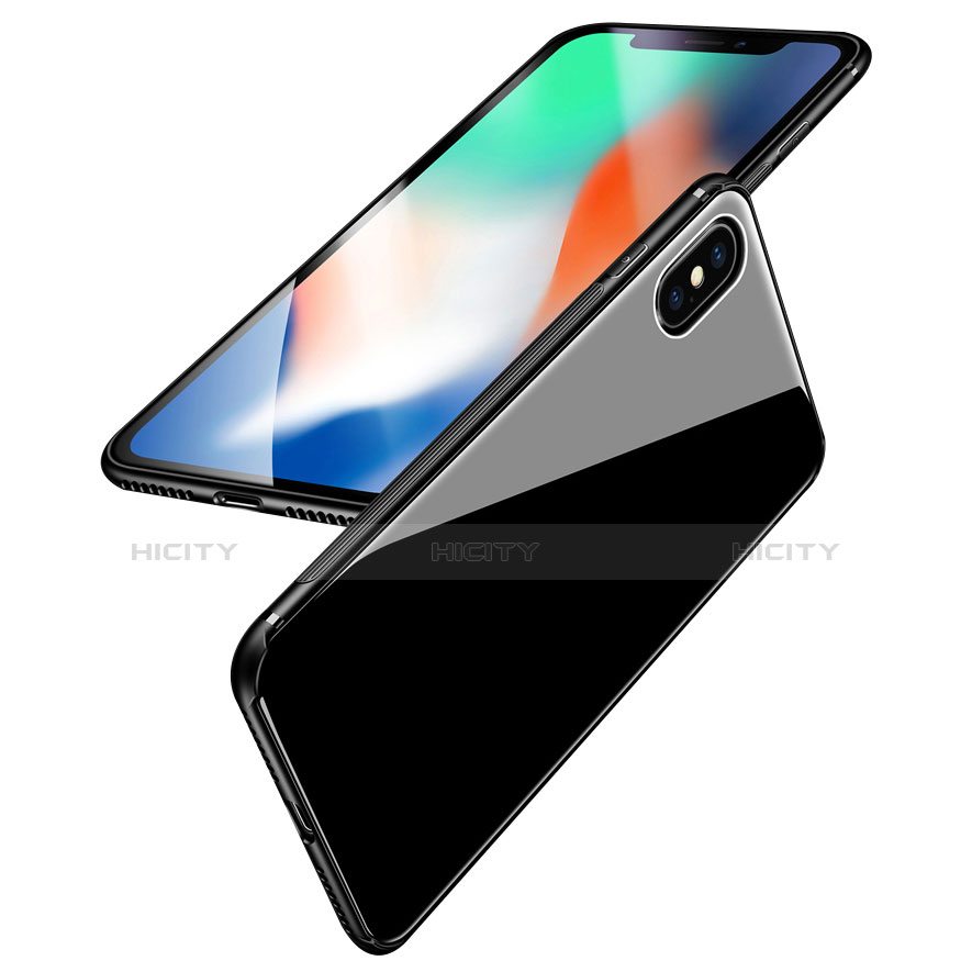 Apple iPhone X用シリコンケース ソフトタッチラバー 鏡面 C01 アップル ブラック