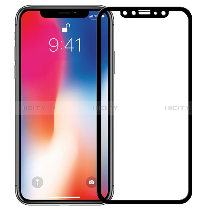 Apple iPhone X用強化ガラス フル液晶保護フィルム F23 アップル ブラック