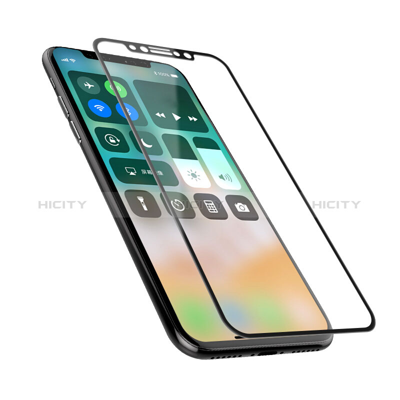 Apple iPhone X用強化ガラス フル液晶保護フィルム F05 アップル ブラック