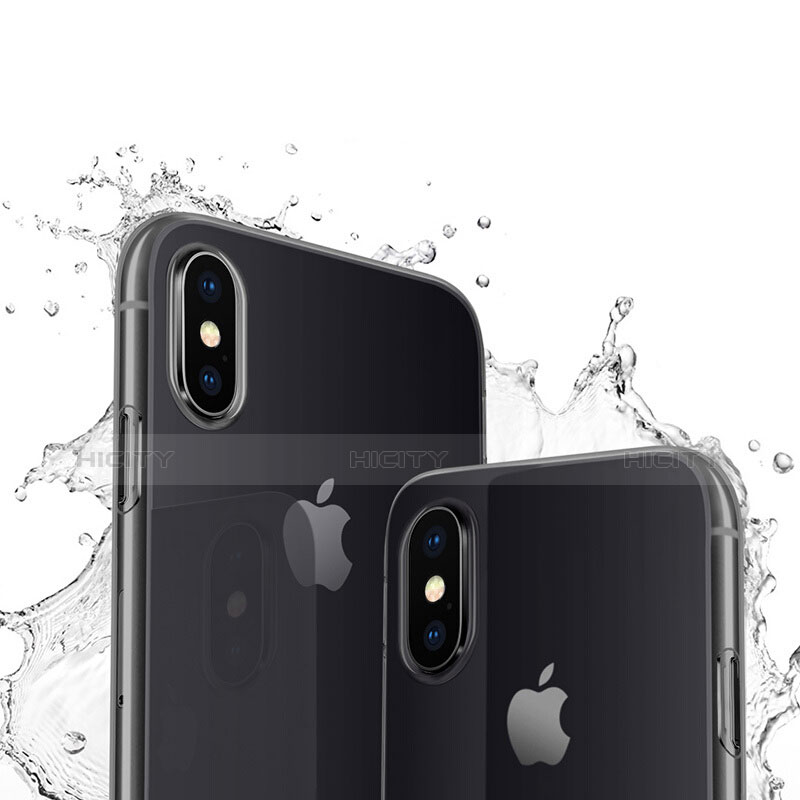 Apple iPhone Xs用極薄ソフトケース シリコンケース 耐衝撃 全面保護 クリア透明 アップル グレー