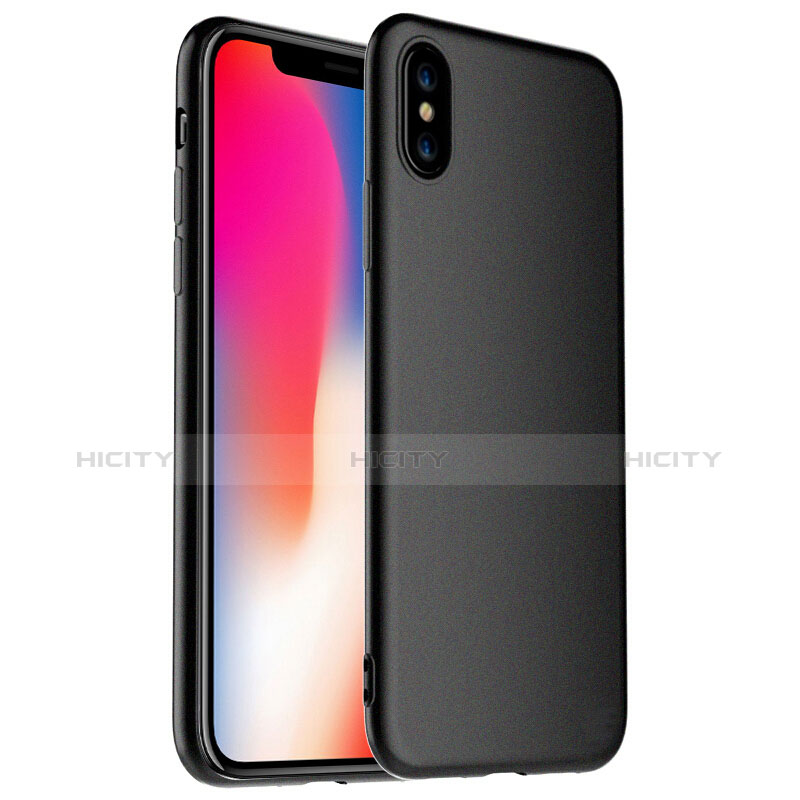 Apple iPhone Xs用極薄ソフトケース シリコンケース 耐衝撃 全面保護 アンド液晶保護フィルム アップル ブラック