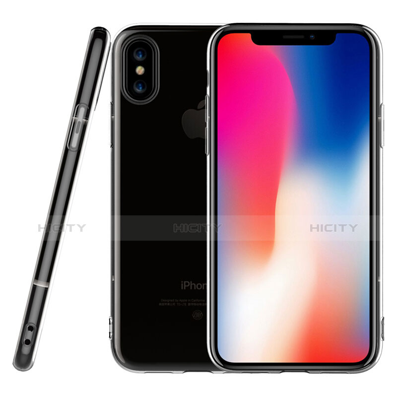 Apple iPhone Xs用極薄ソフトケース シリコンケース 耐衝撃 全面保護 クリア透明 アンド液晶保護フィルム アップル クリア