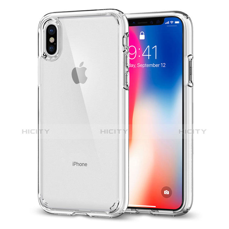 Apple iPhone Xs用360度 フルカバーハイブリットバンパーケース クリア透明 プラスチック 鏡面 アップル クリア