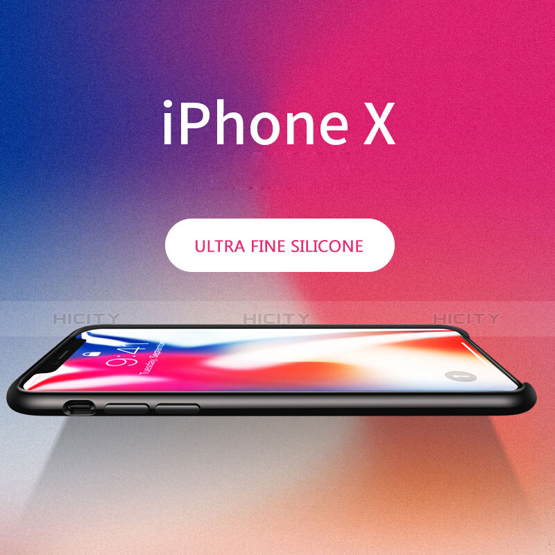 Apple iPhone Xs用360度 フルカバー極薄ソフトケース シリコンケース 耐衝撃 全面保護 アップル ブラック