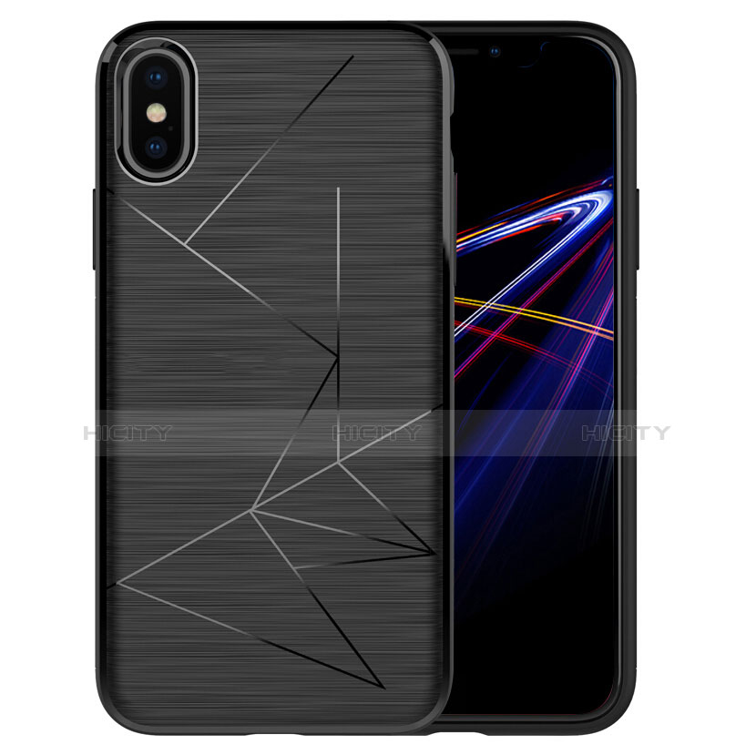 Apple iPhone Xs用ソフトケース ライン R01 アップル ブラック