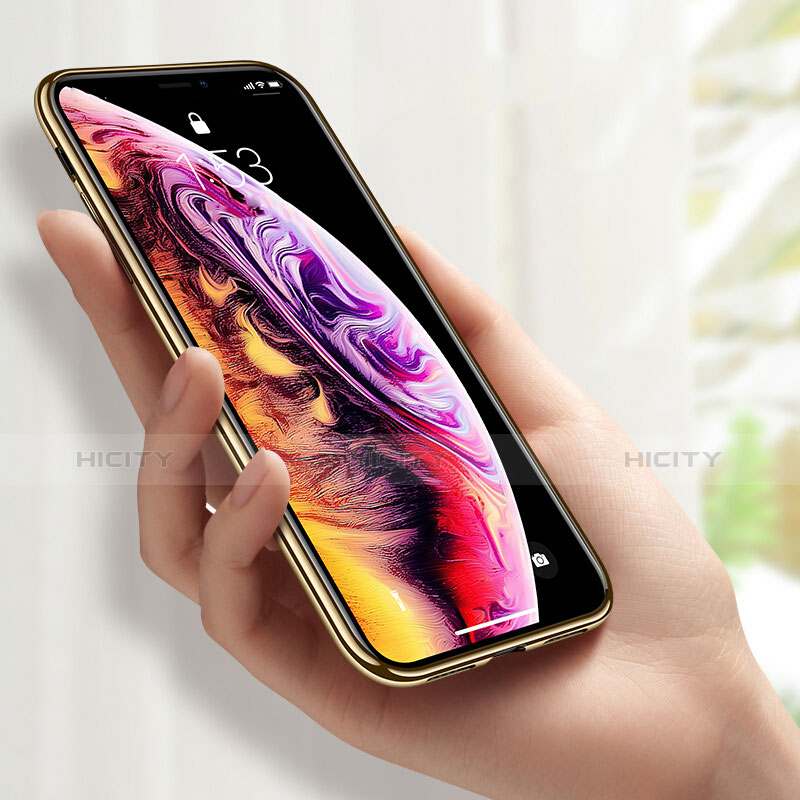 Apple iPhone Xs用極薄ソフトケース シリコンケース 耐衝撃 全面保護 クリア透明 C12 アップル ゴールド