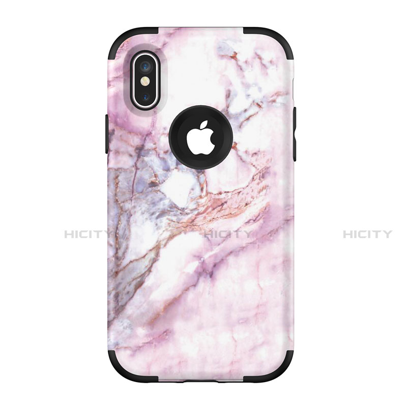 Apple iPhone Xs Max用ハイブリットバンパーケース プラスチック 兼シリコーン カバー 前面と背面 360度 フル U01 アップル 