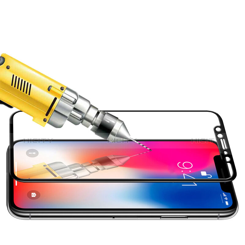 Apple iPhone Xs Max用強化ガラス フル液晶保護フィルム F23 アップル ブラック