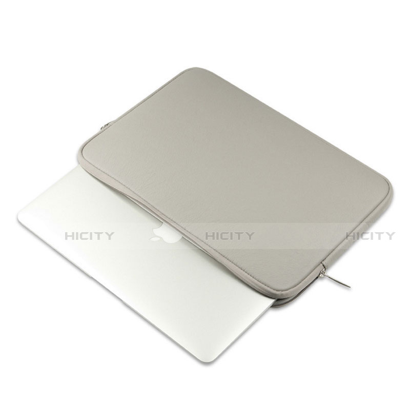 Apple MacBook Air 13.3 インチ (2018)用高品質ソフトレザーポーチバッグ ケース イヤホンを指したまま L16 アップル グレー