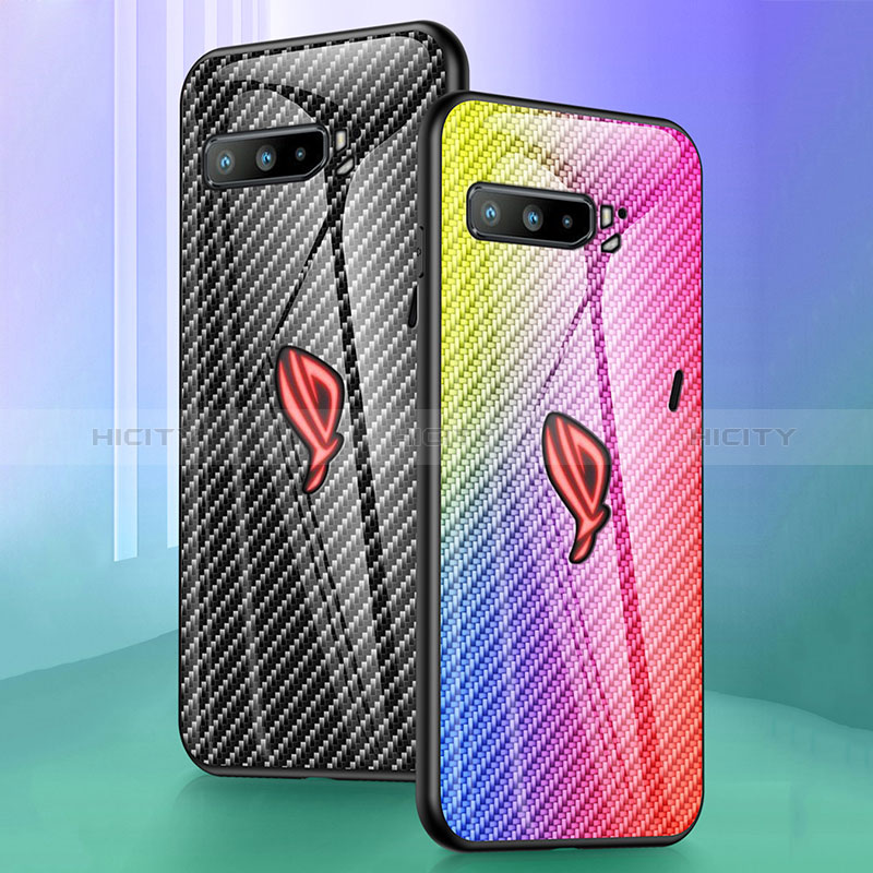 Asus ROG Phone 3用ハイブリットバンパーケース プラスチック 鏡面 虹 グラデーション 勾配色 カバー LS2 Asus 