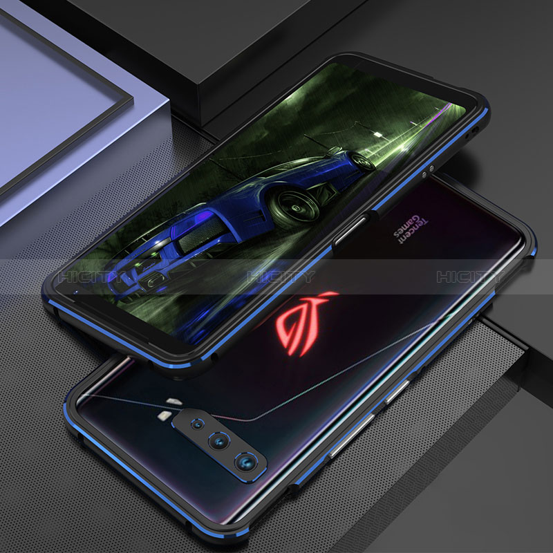 Asus ROG Phone 3 Strix ZS661KS用ケース 高級感 手触り良い アルミメタル 製の金属製 バンパー カバー Asus ネイビー・ブラック