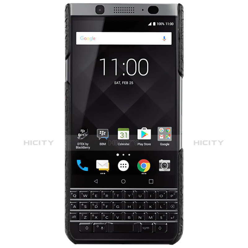 Blackberry KEYone用ハードケース プラスチック レザー柄 Blackberry ブラック