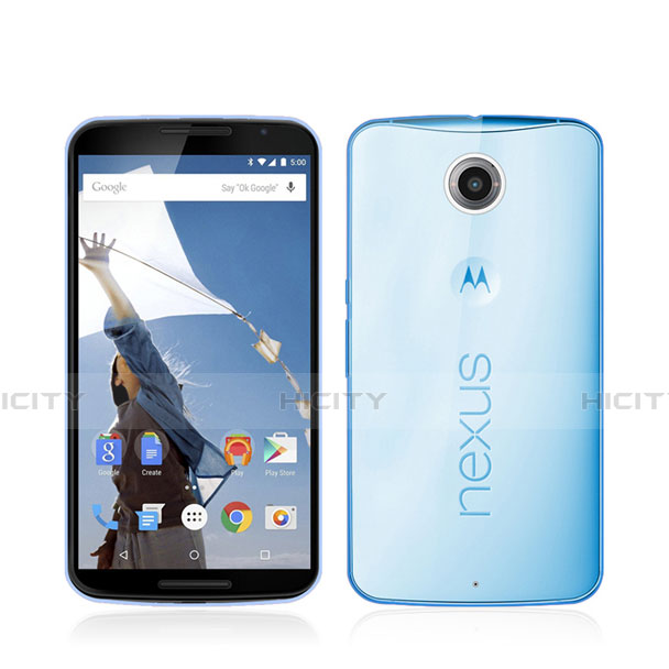 Google Nexus 6用極薄ソフトケース シリコンケース 耐衝撃 全面保護 クリア透明 グーグル ネイビー