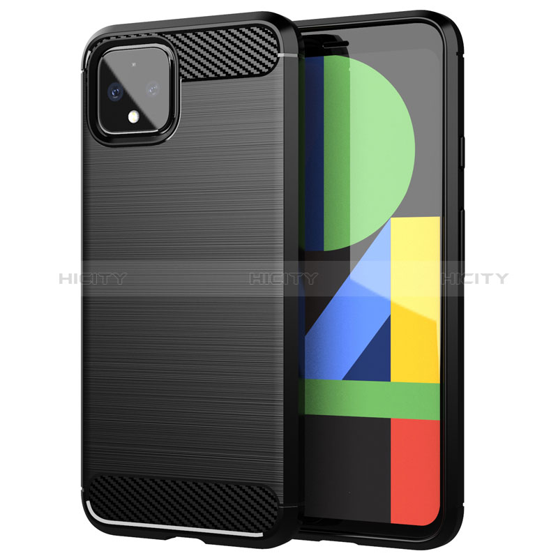 Google Pixel 4用シリコンケース ソフトタッチラバー ライン カバー グーグル ブラック