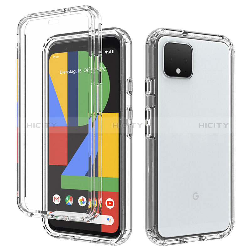 Google Pixel 4用前面と背面 360度 フルカバー 極薄ソフトケース シリコンケース 耐衝撃 全面保護 バンパー 勾配色 透明 グーグル 