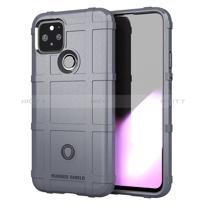 Google Pixel 4a 5G用360度 フルカバー極薄ソフトケース シリコンケース 耐衝撃 全面保護 バンパー J01S グーグル グレー