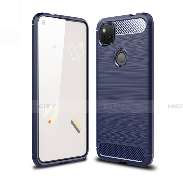 Google Pixel 4a用シリコンケース ソフトタッチラバー ライン カバー グーグル ネイビー