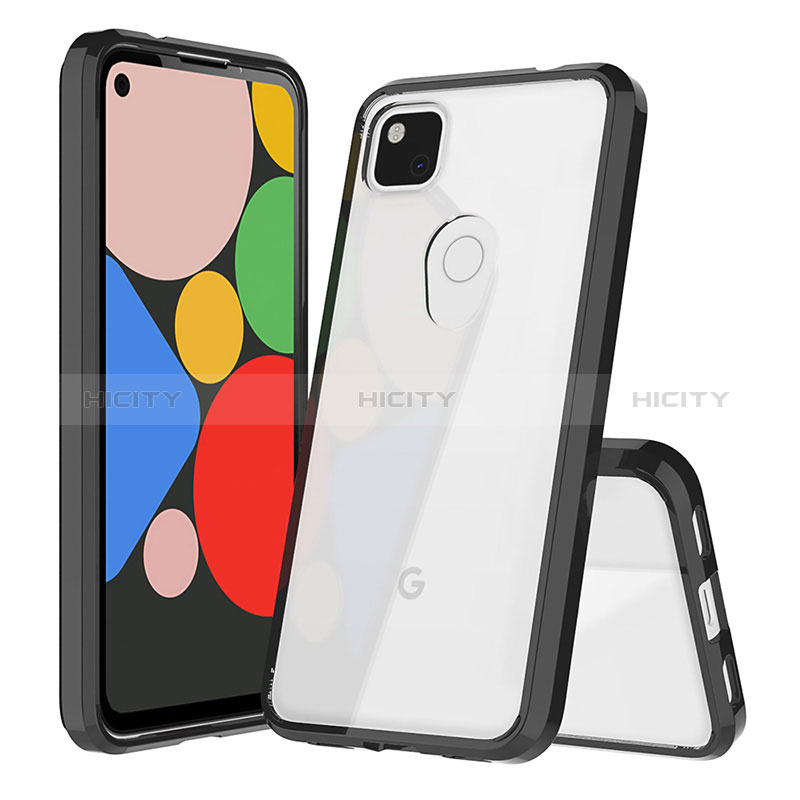 Google Pixel 4a用360度 フルカバー ハイブリットバンパーケース クリア透明 プラスチック カバー ZJ5 グーグル ブラック