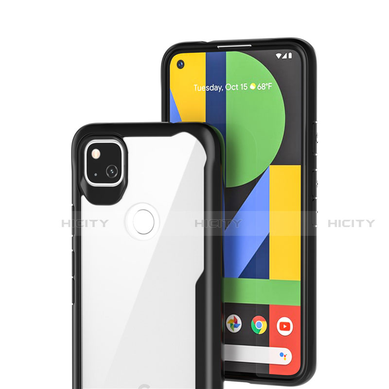 Google Pixel 4a用ハイブリットバンパーケース クリア透明 プラスチック 鏡面 カバー グーグル 