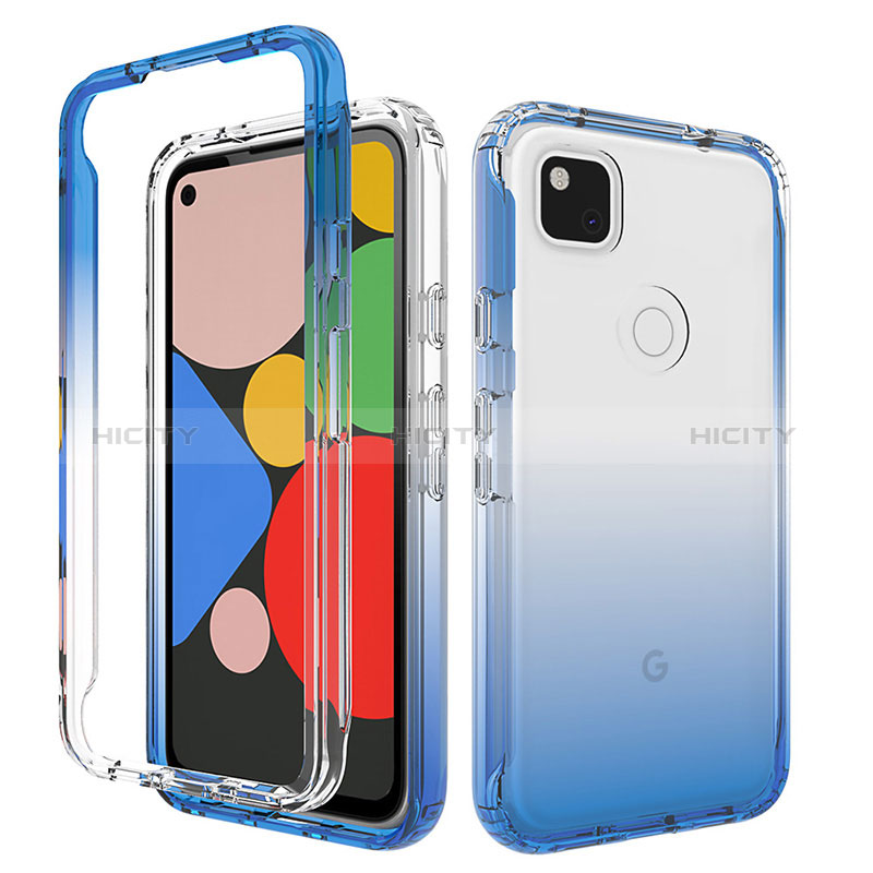 Google Pixel 4a用前面と背面 360度 フルカバー 極薄ソフトケース シリコンケース 耐衝撃 全面保護 バンパー 勾配色 透明 グーグル 