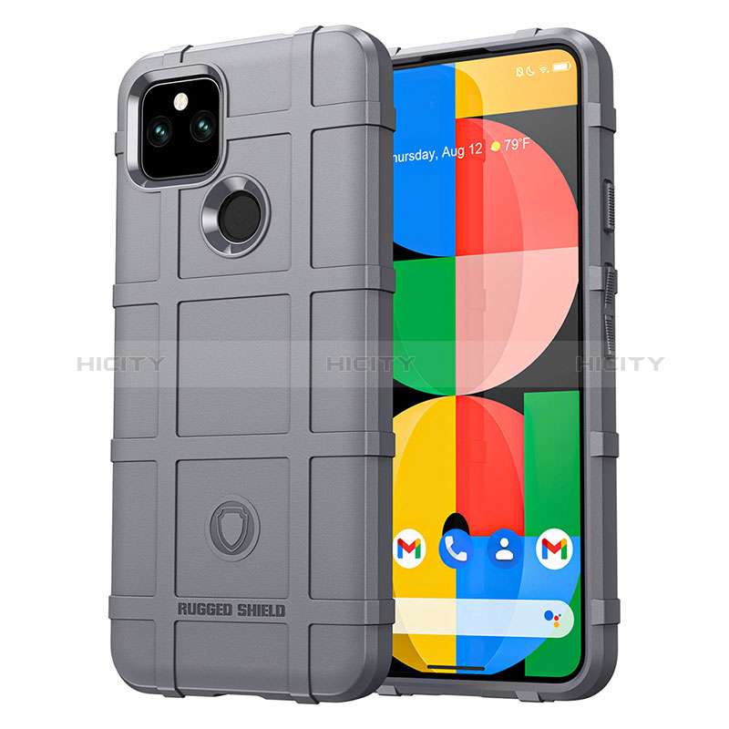 Google Pixel 5a 5G用360度 フルカバー極薄ソフトケース シリコンケース 耐衝撃 全面保護 バンパー J01S グーグル グレー