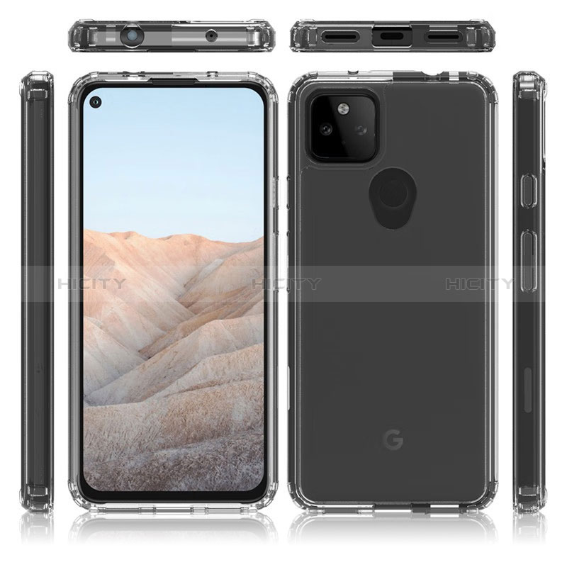 Google Pixel 5a 5G用360度 フルカバー ハイブリットバンパーケース クリア透明 プラスチック カバー Z01J グーグル クリア