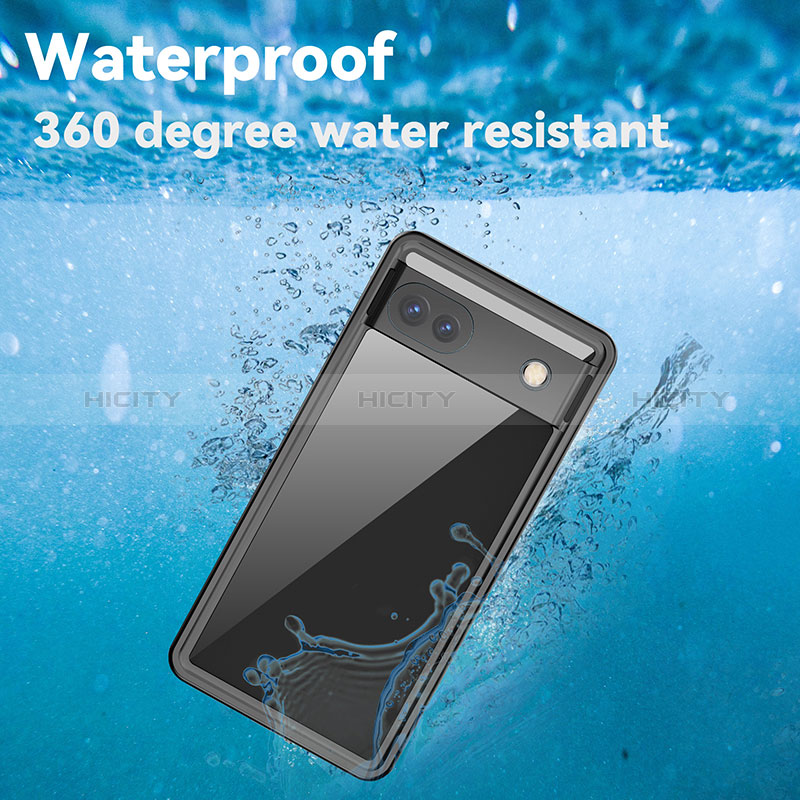 Google Pixel 6a 5G用完全防水ケース ハイブリットバンパーカバー 高級感 手触り良い 360度 グーグル ブラック
