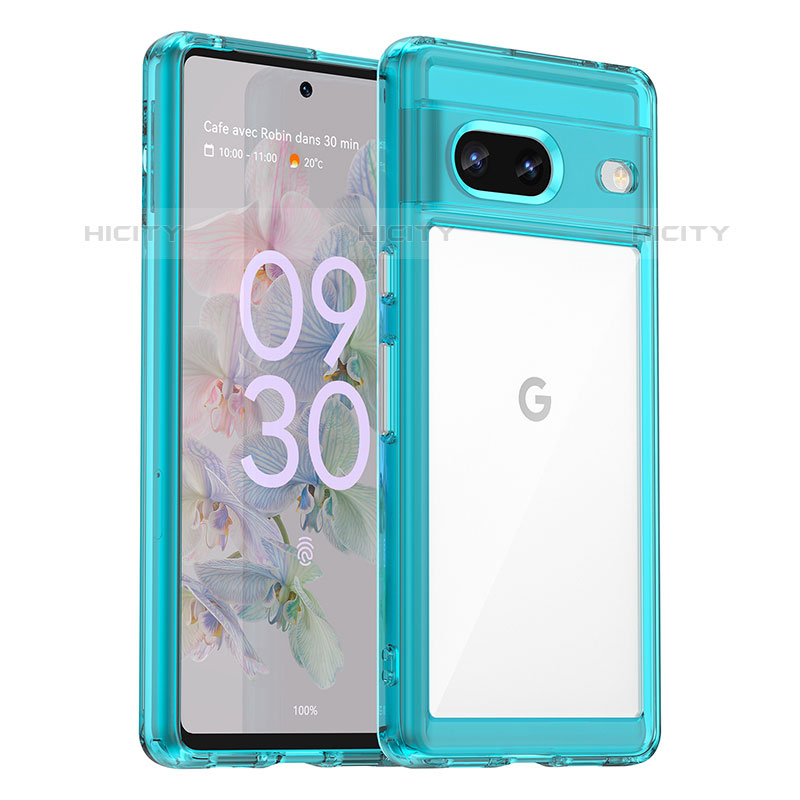 Google Pixel 7 5G用ハイブリットバンパーケース クリア透明 プラスチック カバー J01S グーグル ネイビー