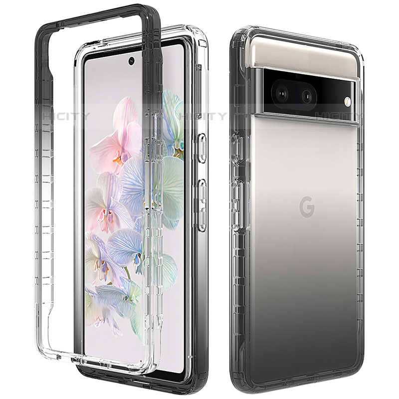 Google Pixel 7 5G用前面と背面 360度 フルカバー 極薄ソフトケース シリコンケース 耐衝撃 全面保護 バンパー 勾配色 透明 JX1 グーグル 