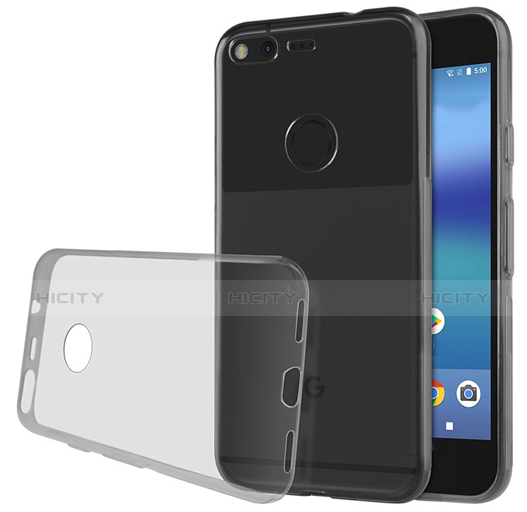 Google Pixel XL用極薄ソフトケース シリコンケース 耐衝撃 全面保護 クリア透明 T02 グーグル グレー