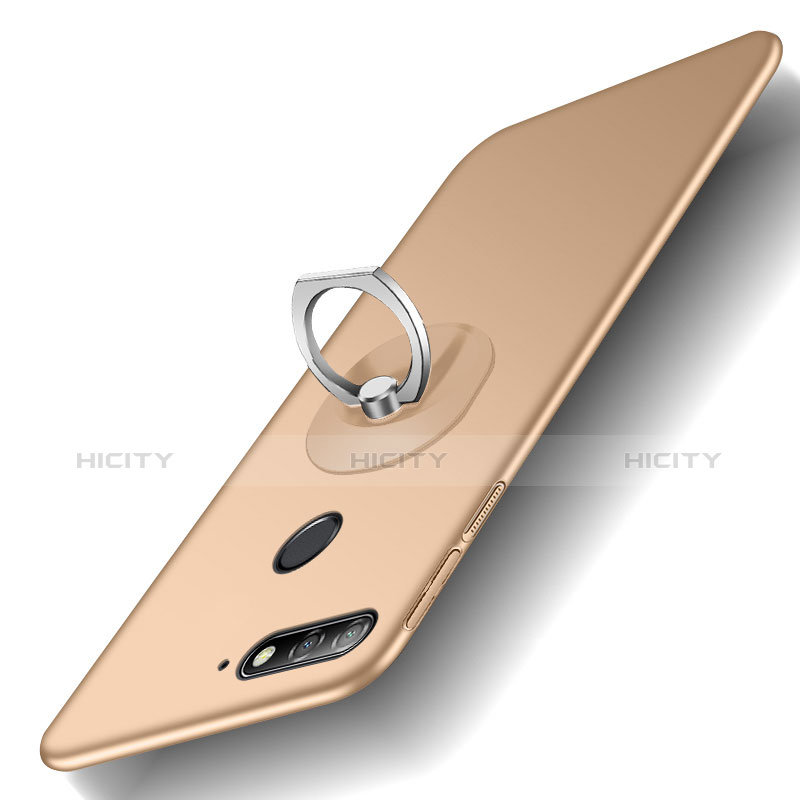 Huawei Enjoy 8e用ハードケース プラスチック 質感もマット アンド指輪 ファーウェイ ゴールド