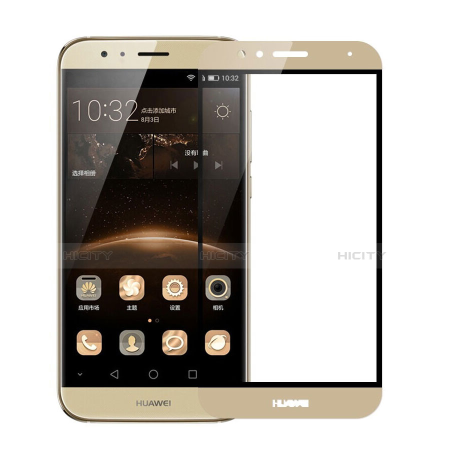 Huawei G7 Plus用強化ガラス フル液晶保護フィルム F02 ファーウェイ ゴールド