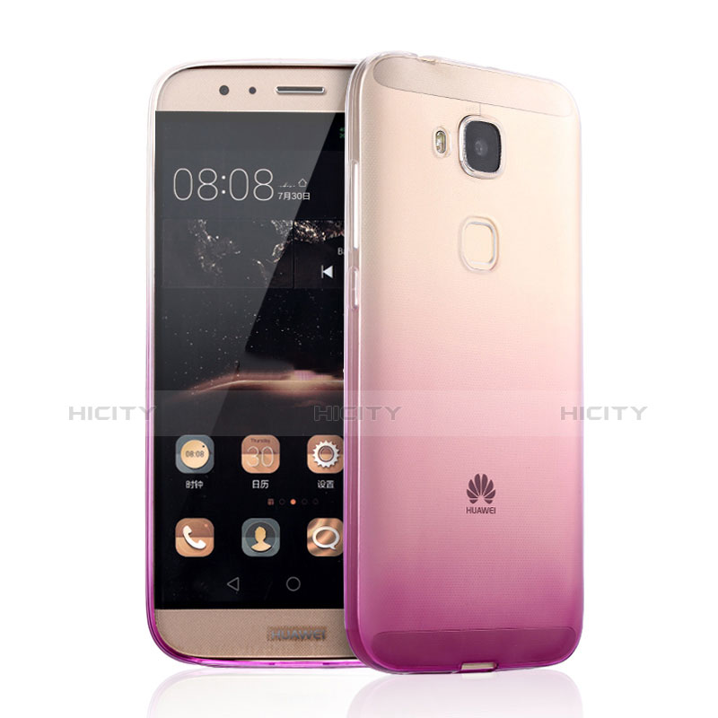 Huawei G8用極薄ソフトケース グラデーション 勾配色 クリア透明 ファーウェイ ピンク