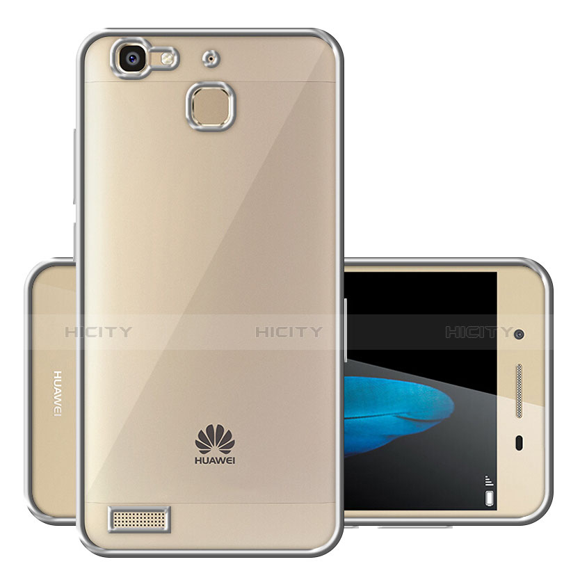 Huawei G8 Mini用ハイブリットバンパーケース クリア透明 プラスチック ファーウェイ シルバー