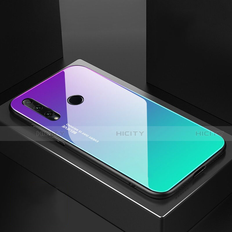 Huawei Honor 20i用ハイブリットバンパーケース プラスチック 鏡面 虹 グラデーション 勾配色 カバー H01 ファーウェイ 