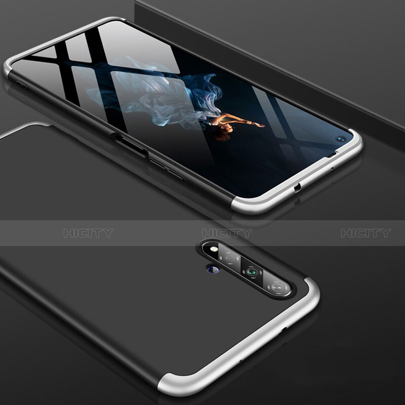 Huawei Honor 20S用ハードケース プラスチック 質感もマット 前面と背面 360度 フルカバー P01 ファーウェイ シルバー・ブラック